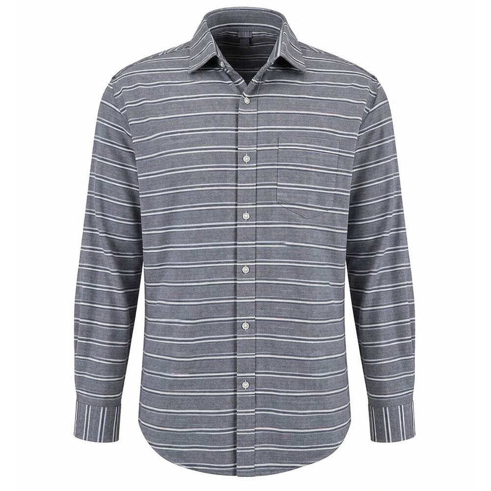 Alton Lane Button Down Shirt Gray Stripe Cotton Long Sleeve Size L Sz officewear